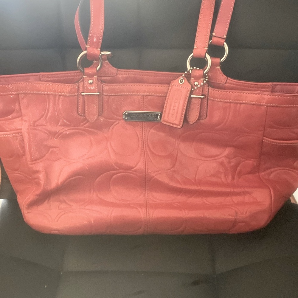 COACH Gallery Embossed Patent Leather Women’s Rose Shoulder Bag F19462